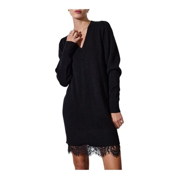 Brochu Walker The Elisa Lace Looker ‎ Dress Sweater In Black Onyx - Picture 1 of 16